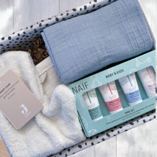 kraamcadeau jeans blue met naif mini set
