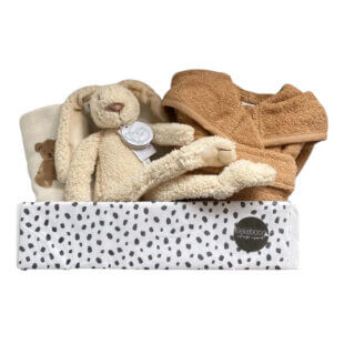 Kraamcadeau Jongen Odin – badjas met naam, Happy Horse knuffel en Jollein hydrofiele doek