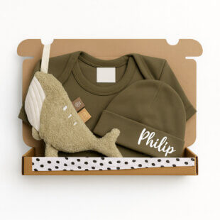Brievenbuscadeau Jongen Deepsea Whale – romper, muts en speendoekje van Jollein