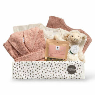 Kraamcadeau meisje - Emily met romper, slab en hydrofiele doek in cadeaubox