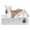 Kraamcadeau meisje Julie - Compleet kraampakket met slab, lama-knuffel, hydrofieldoek en sokjes in zachte tinten