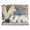 Brievenbus kraamcadeau Baby Boy met romper, bijtring en hydrofieldoek – complete inhoud