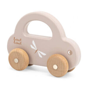 Label Label houten auto nougat in kraamcadeau set met naam