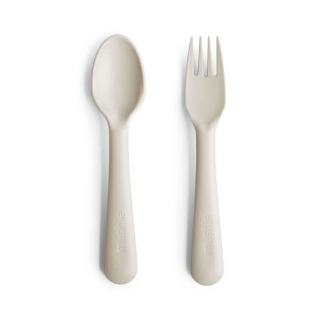mushie vork en lepel ivory