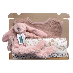 brievenbuscadeau lotus babycadeau met knuffeldoekje slab en doek