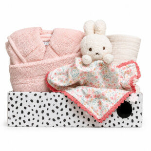 Cadeaubox Little Dutch Nijntje Blossom met badjasje met naam, knuffeldoekje en hydrofiele doek