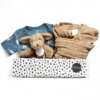Kraamcadeau Jongen Abel – romper Fresk dino, Dog Brownie tuttle en badjas sand