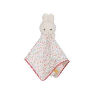 Nijntje knuffeldoekje van Little Dutch in zachte blossom tint, met oortjes en labeltjes – perfect voor baby’s om mee te knuffelen
