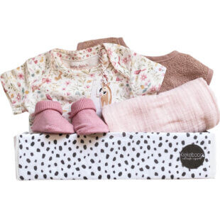 Cadeaubox Little Dutch Roze met romper slab sokjes en hydrofiele doek