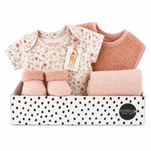 Cadeaubox Little Dutch Roze met romper slab sokjes en hydrofiele doek