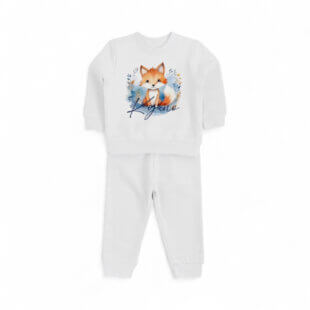 Baby pyjama wit met Forest Friends print maat 62/68, optioneel met naam
