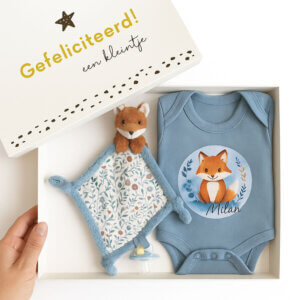 Gepersonaliseerd kraamcadeau met naam – luxe babyset van Kiekebooo